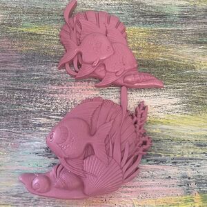 Set of 2 Burwood Mauve Fish Bathroom Wall Hanging Retro Vintage